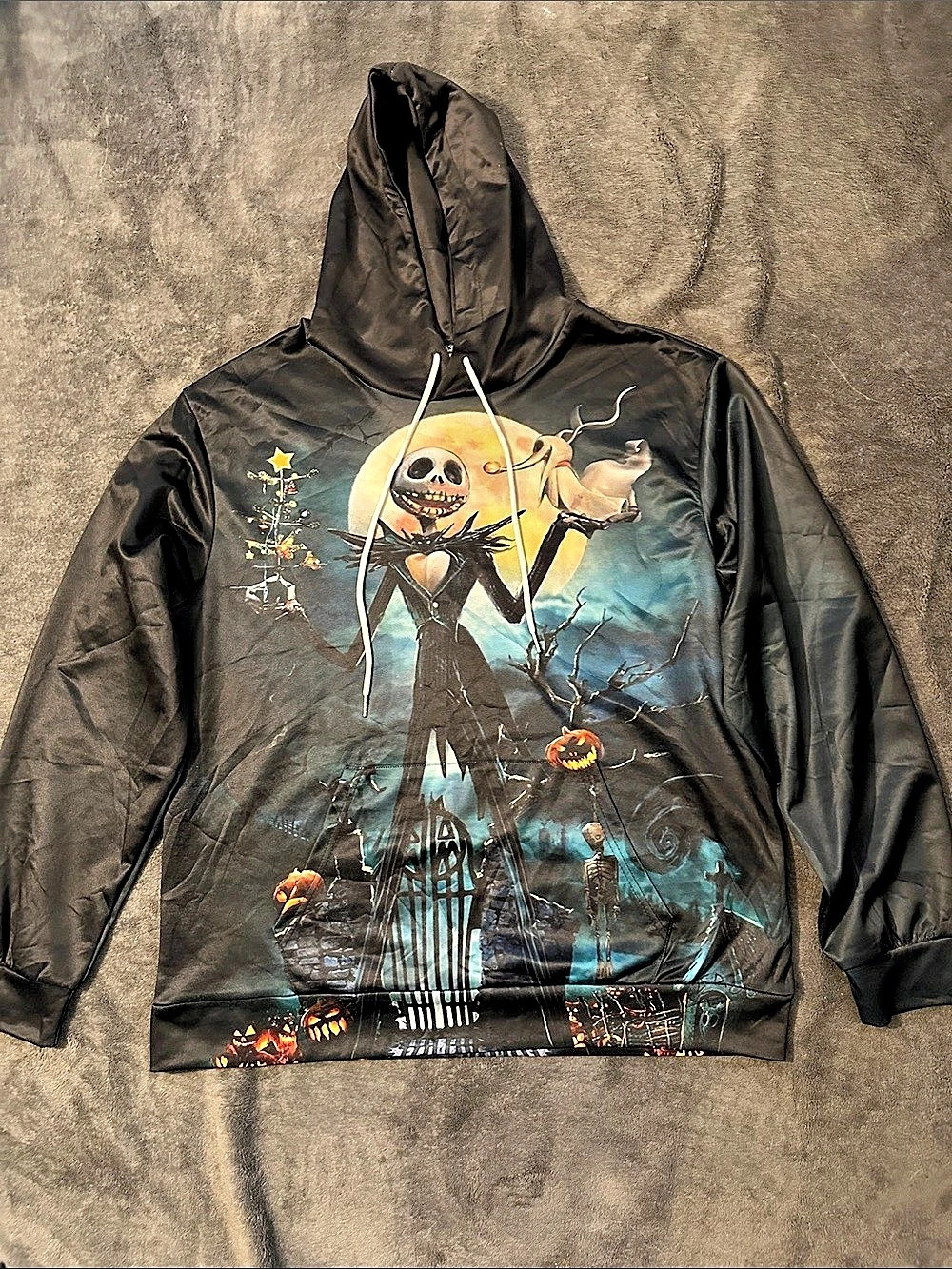 Jack Skellington Pullover Hoodie in Black & Blue Like New